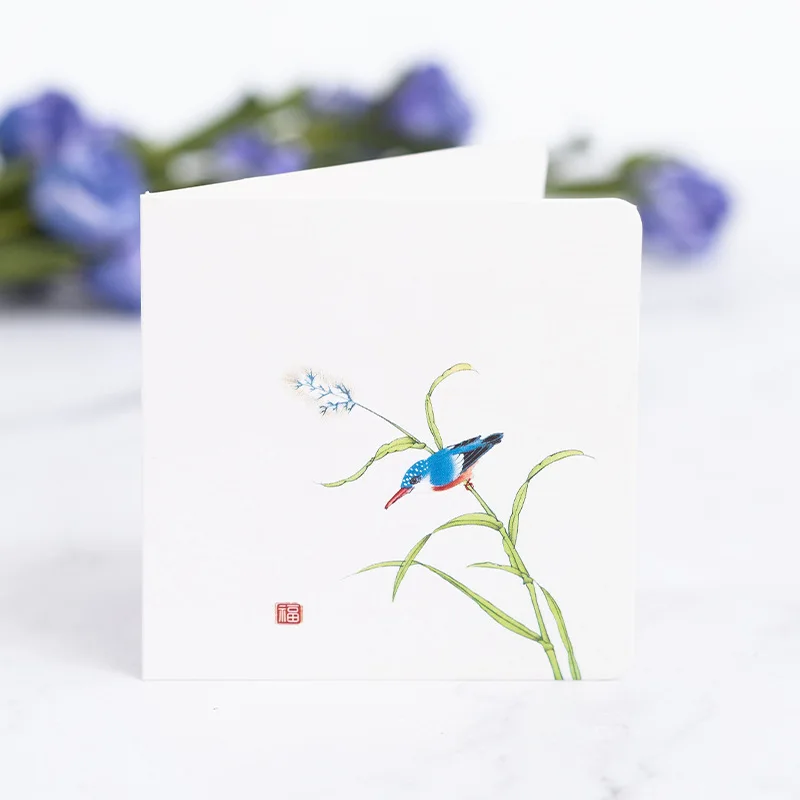 Chinese Style Flower Bird Greeting Cards Birthday Wedding Thank You Blessing Card Invitations for Mothers Father's Day 10Pcs/Set greeting cards,thank you cards,wedding invitations