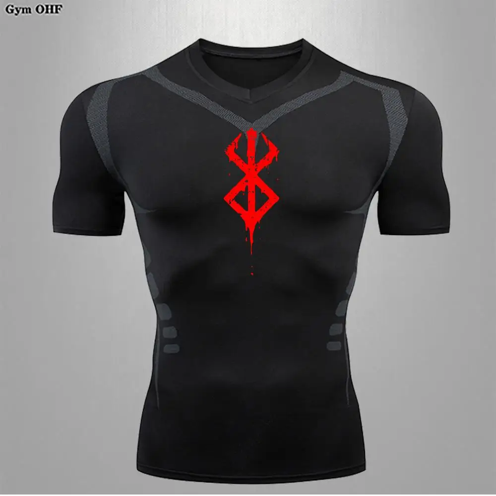 Berserk Anime Quick Dry Men's Compression T-Shirt - Summer Short Sleeve Sports Top