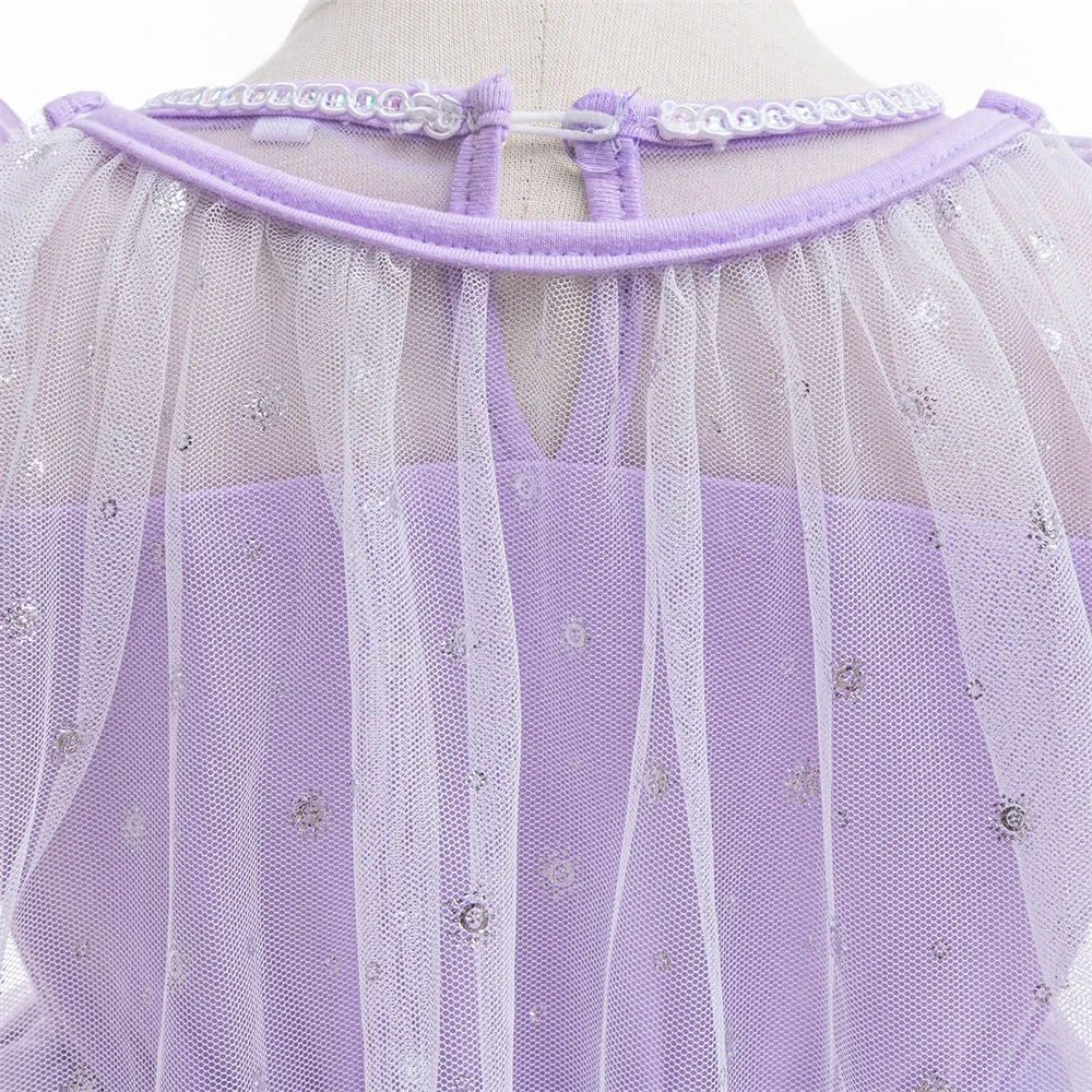 Mädchen 8 stücke Pailletten Elsa Prinzessin Kleid Mädchen gefroren Cosplay Party Kleid junge Kinder leuchten Schneeflocke Kleidung Mode Abendkleid – Detail 11