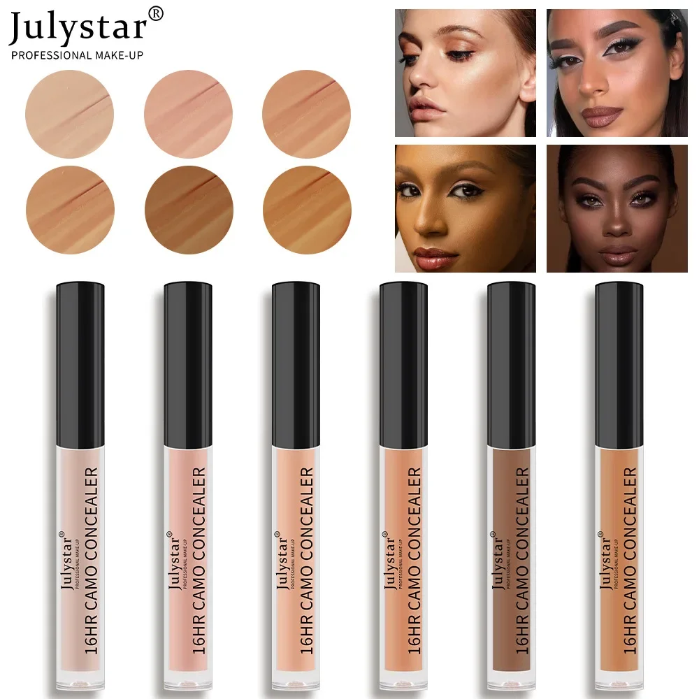 Julystar 6 Color Concealer Waterproof Portable Concealer Speckle Tattoo Cover Up Skin Liquid Foundation 16 Hr Lasting Cosmetics