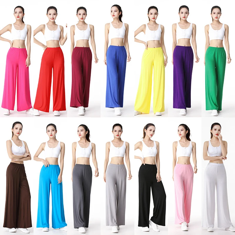 Spring Summer Thin Straight Wide Leg Pants Women Breathable High Elastic Waist Palazzo Trousers Casual Baggy Yoga Jogging Pants