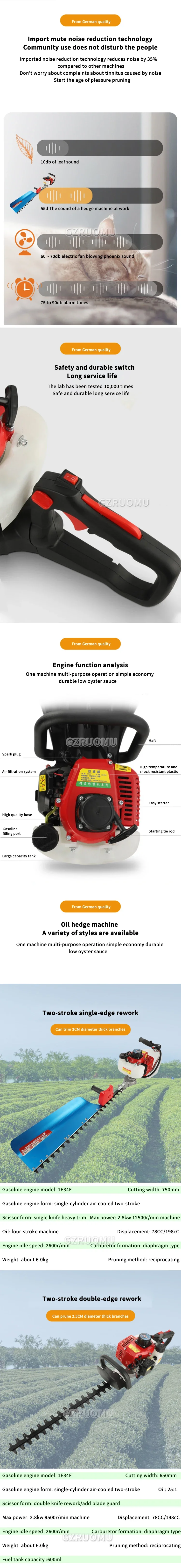 Two-Stroke Double-Blade Light Hedge Trimmer Tea Tree Trimmer Backpack Garden Thi