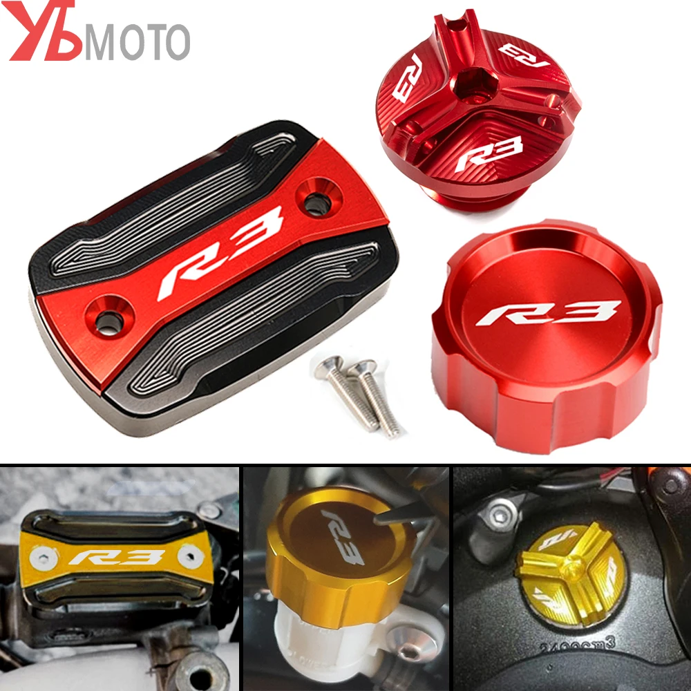 Motorcycle Front Rear Brake Fluid Reservoir Cover Yamaha R3 Front