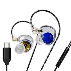 Premium HiFi Stereo Bass Sport Headphones with Detachable Cable (Type C Blue MIC)