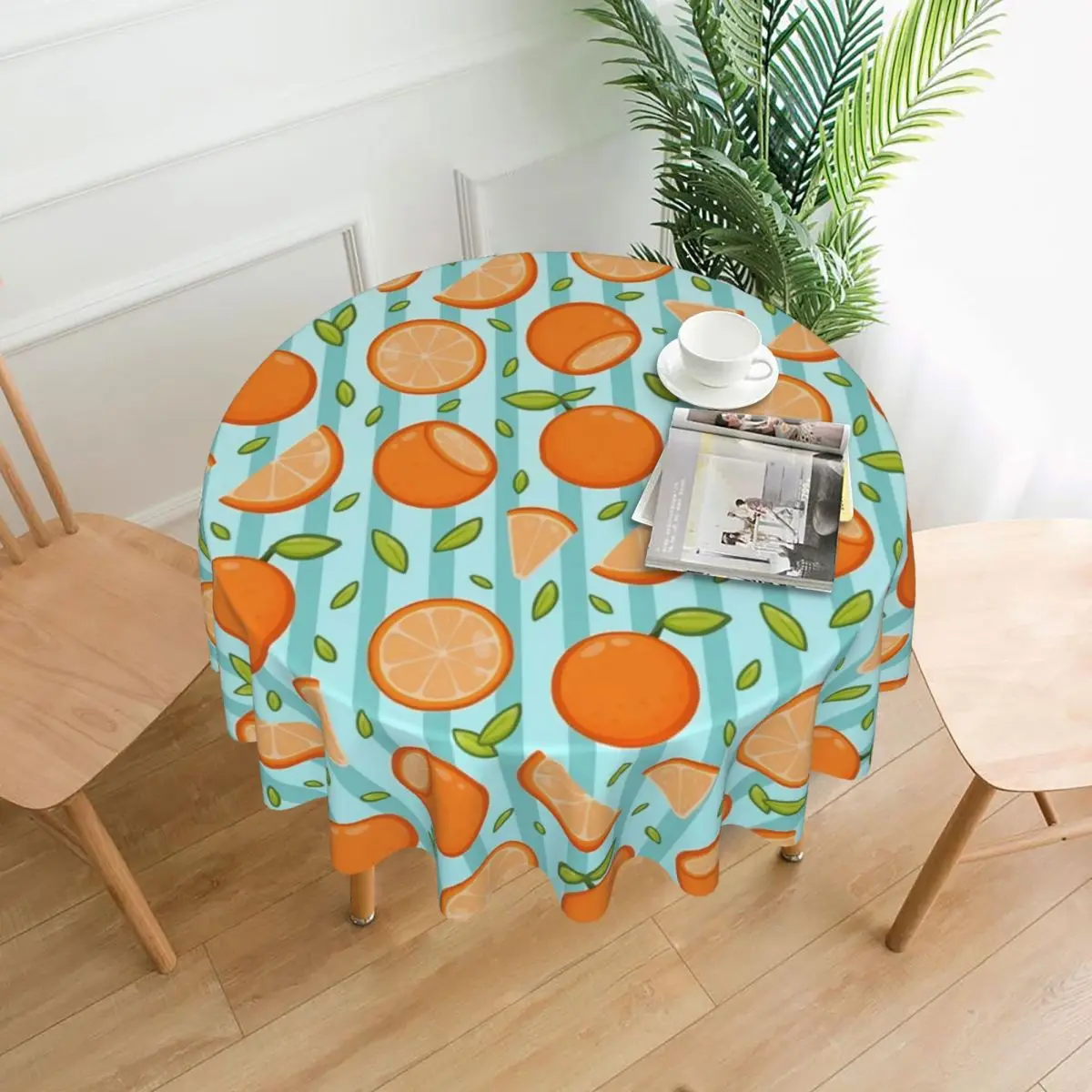 

Oranges Print Round Tablecloth Fruits Graphic Table Cover For Events Christmas Party Elegant Outdoor Table Cover