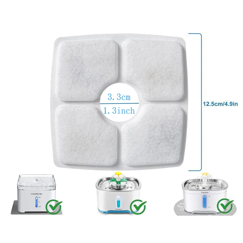 Activated Carbon Replace Filter Pet Cat And Dog Water Fountain Replacement Fliters Cotton 3 Triple Filtration System 6