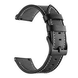 Premium PU Leather Strap for Smartwatch - Elegant and Durable Replacement Wristband (Black)