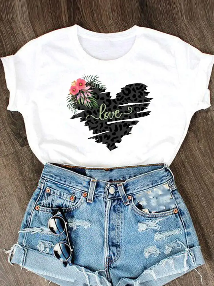 Love Style Valentine Graphic T Shirt Clothing Fashion Clothes Women Short Sleeve Summer O-neck Tee T-shirt Cartoon Female Top graphic tees women