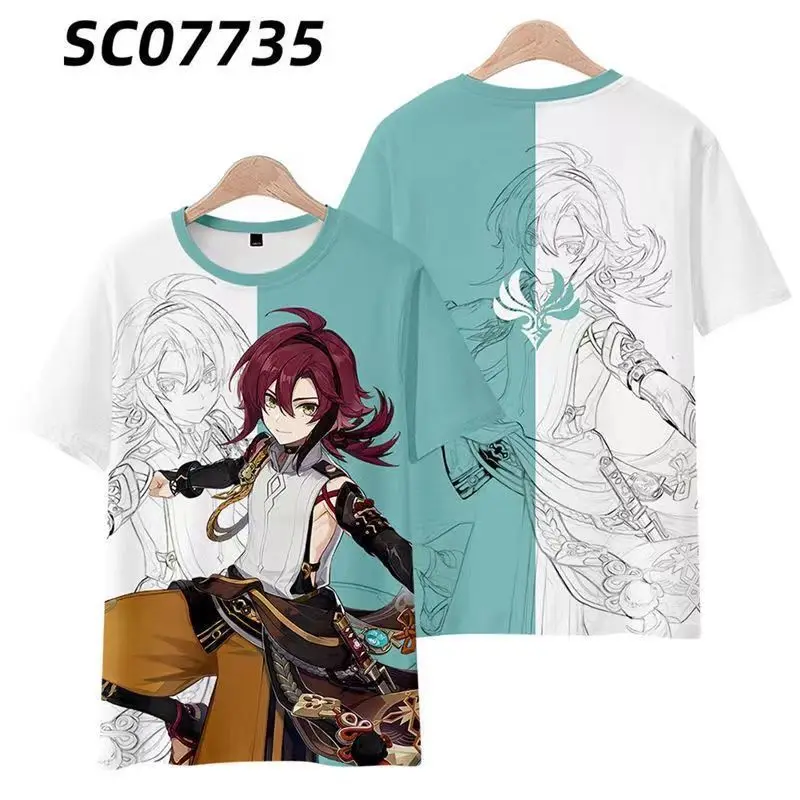 

Anime Shikanoin Heizou Cosplay T-Shirt Shorts Genshin Impact 3D Printed Polyester Short Sleeve Tops Summer Fashion Tee Shirt