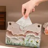 Oil Painting Tissue Case Flowers in the mountains Large Storage Paper Towel Box Leather Durable Desk Decoration for Home 2