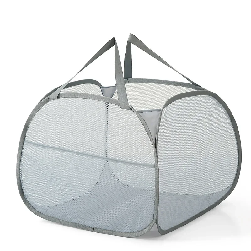 TECHMILLY Pop-Up Foldable Laundry Basket – 90L Large Square Hamper With Handles, White Fabric - View #7