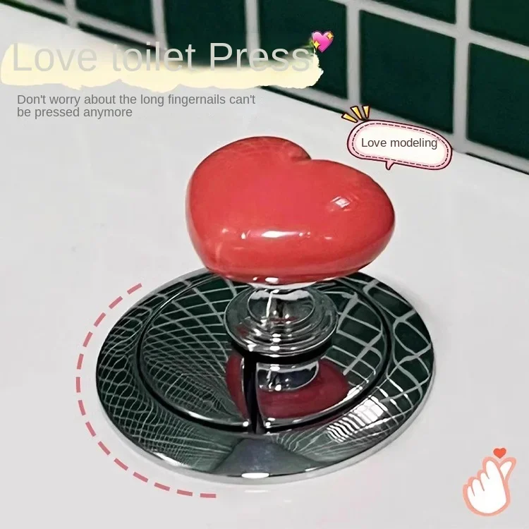 Description Picture 2 of itemNew Creative Love Toilet Press Toilet Flush Switch Tank Button Auxiliary Pump Cover Hand Pressure Accessories Bathroom Supplies