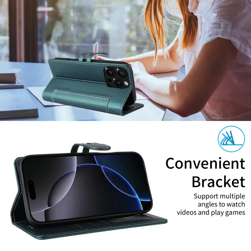 Enhanced Leather RFID Flip Case - 360° Protection Luxury Wallet Book Cover