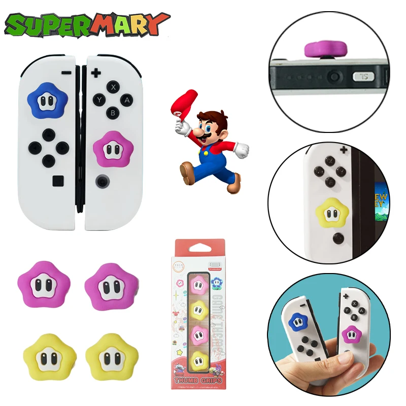 Super Mario Cartoon 3D Silicone Thumb Stick Grip Caps Per Nintendo Switch Ns Oled Lite Joycon Controller Custodia Per Accessori Di Gioco