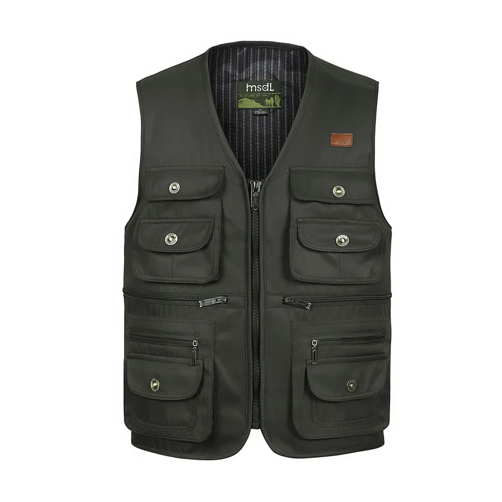 Fashionable Vests Sleeveless Vest Men Large Size XL-4XL Motorcycle Casual Multi-Pocket