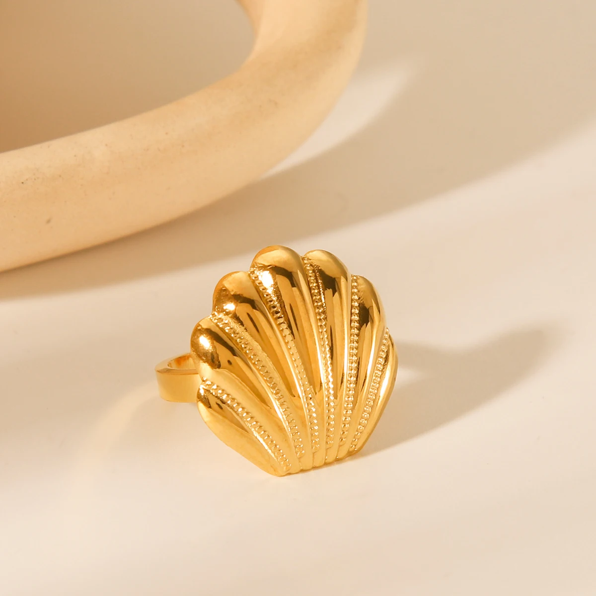 18K Vergoldetes Muschel- und Seestern-Schmuckset für Damen Armband Ohrringe Ringe Hypoallergen Wasserfest Strand-Party-Geschenk – Detail 20