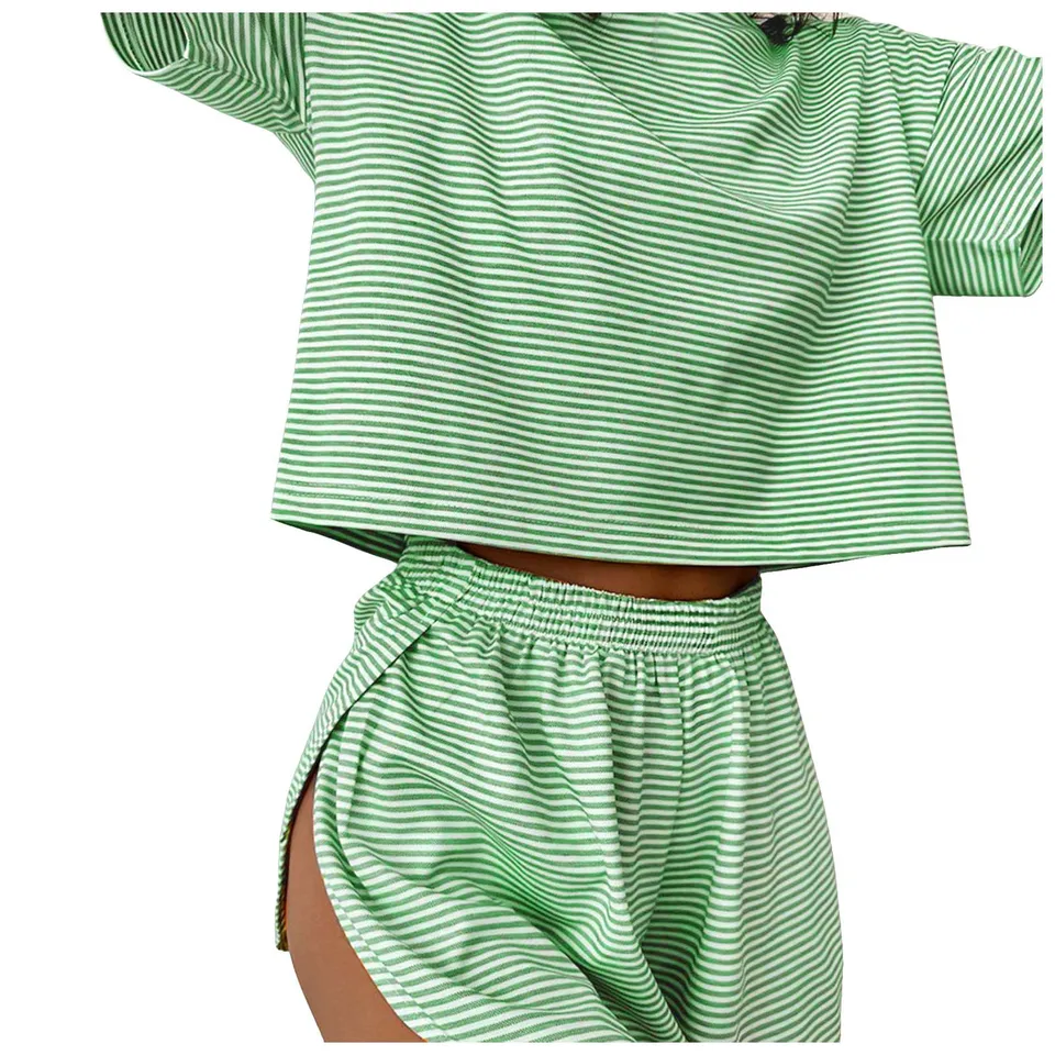 Womens Comfortable Stripe Pajamas Set for Home