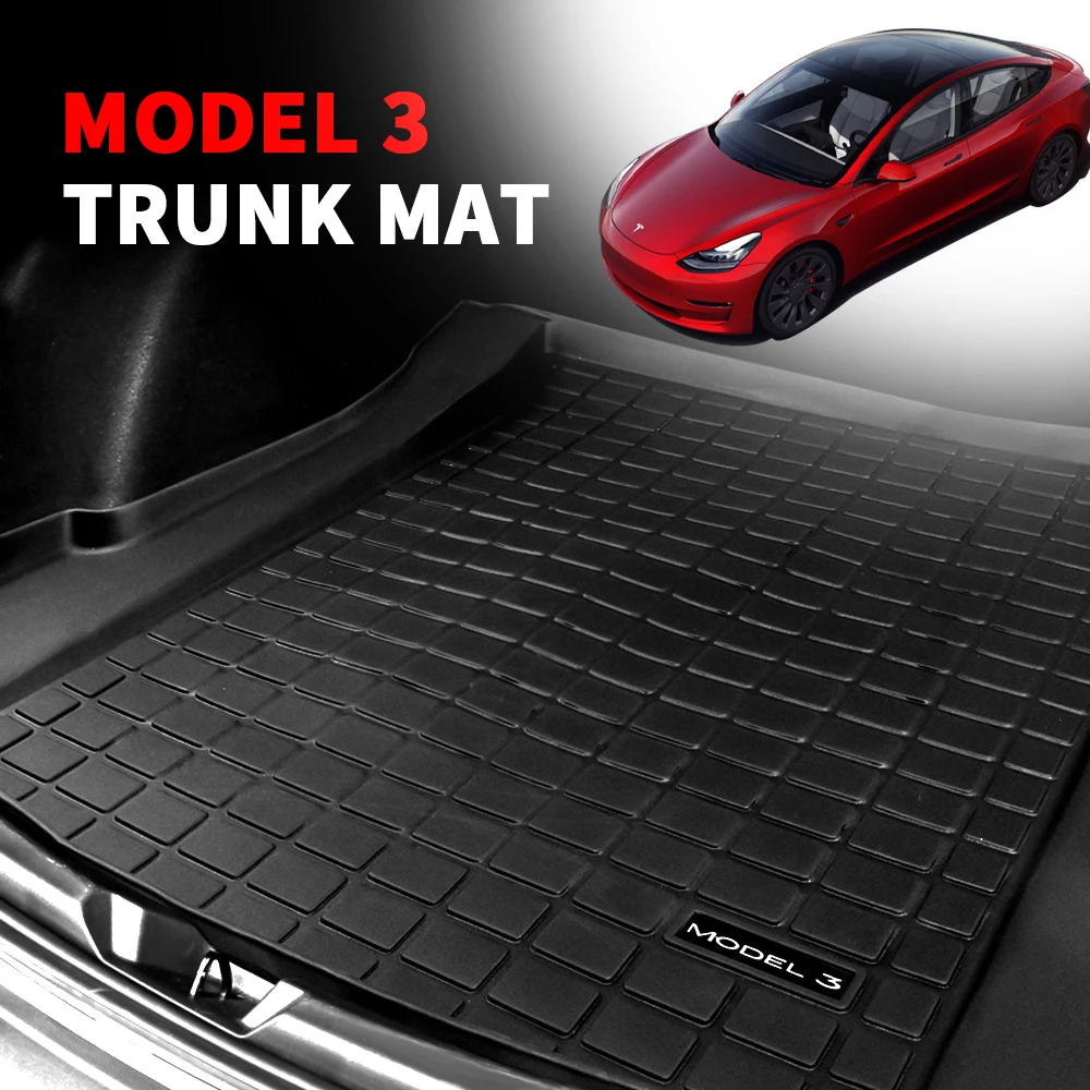 

For Tesla Model 3 2017-2021 TPE Black Car Front Rear Trunk Storage Mat Waterproof Protective Pads Auto Interior Accessories