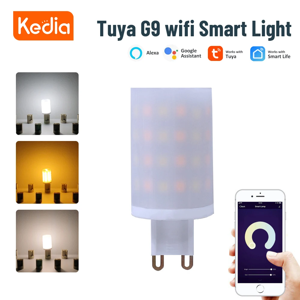 

Kedia LED Lamp Tuya WiFi G9 LED Light Bulb Smart LED Light 6W 2700-6500K Warm/Cool White Dimmable Lights 220-240V Lighting Lamp