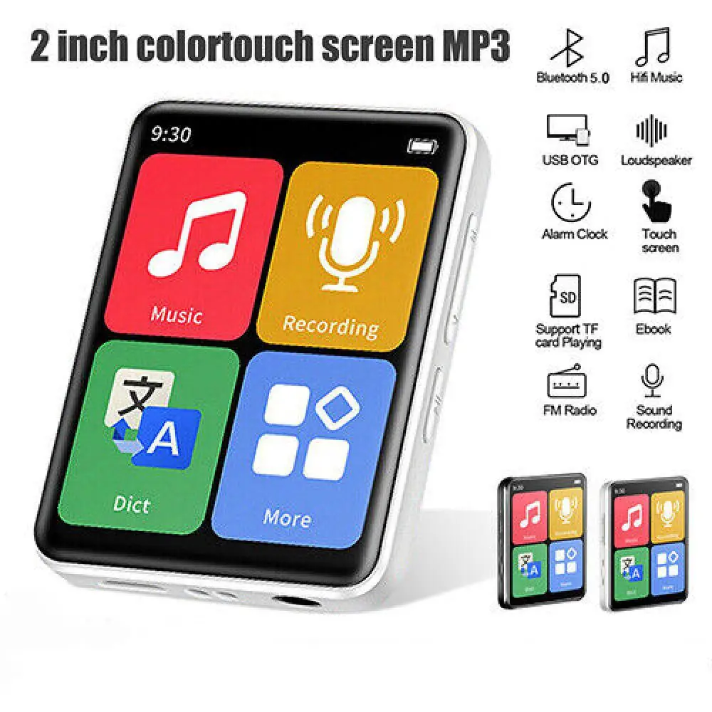 รูปสินค้า เครื่องเล่นเพลง Bluetooth 5.0 หน้าจอสัมผัส Mini Walkman คุณภาพเสียงคมชัด