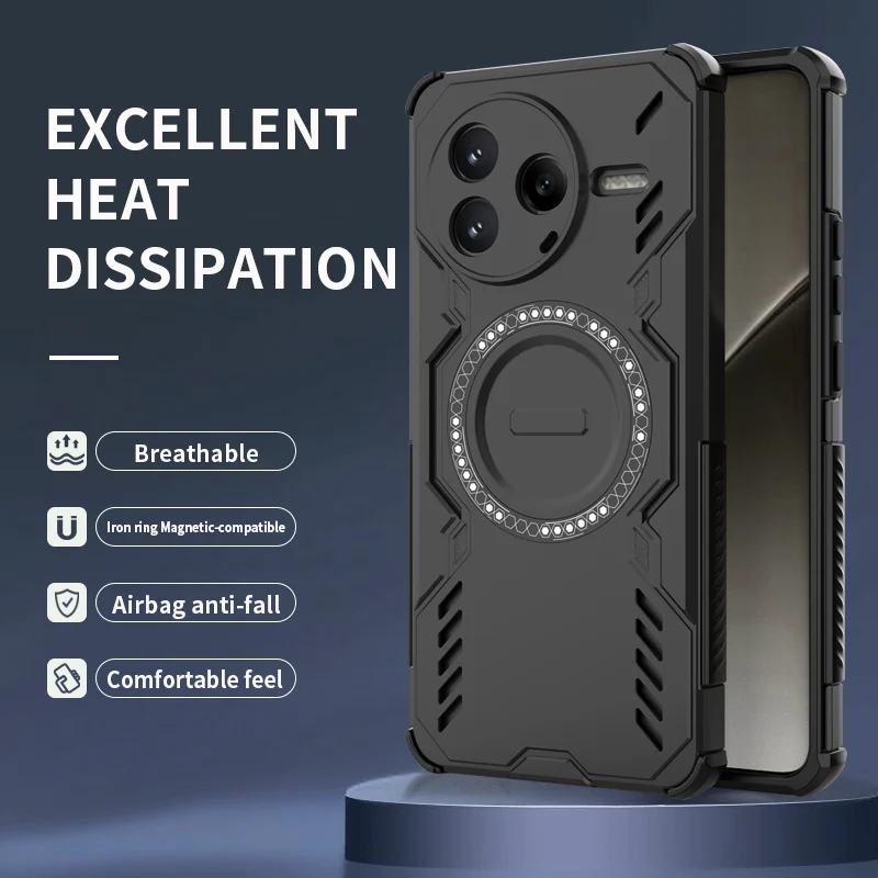 Mecha Heat Dissipation Anti-Drop Magnetic Phone Case with Air Cushion Protection