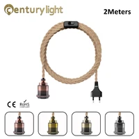 Vintage Power Cord Pendant Light 2M Hemp Rope Cables E26 E27 Lamp Holder Socket EU Plug Switch Industrial Pendant Light Fitting 1