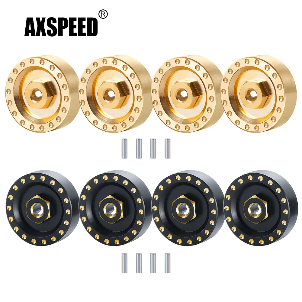 

AXSPEED 4Pcs Brass Axle Wheel Hex Adapter Balance Weight for Axial SCX24 Deadbolt C10 Gladiator Bronco Wrangler 1/24 RC Car