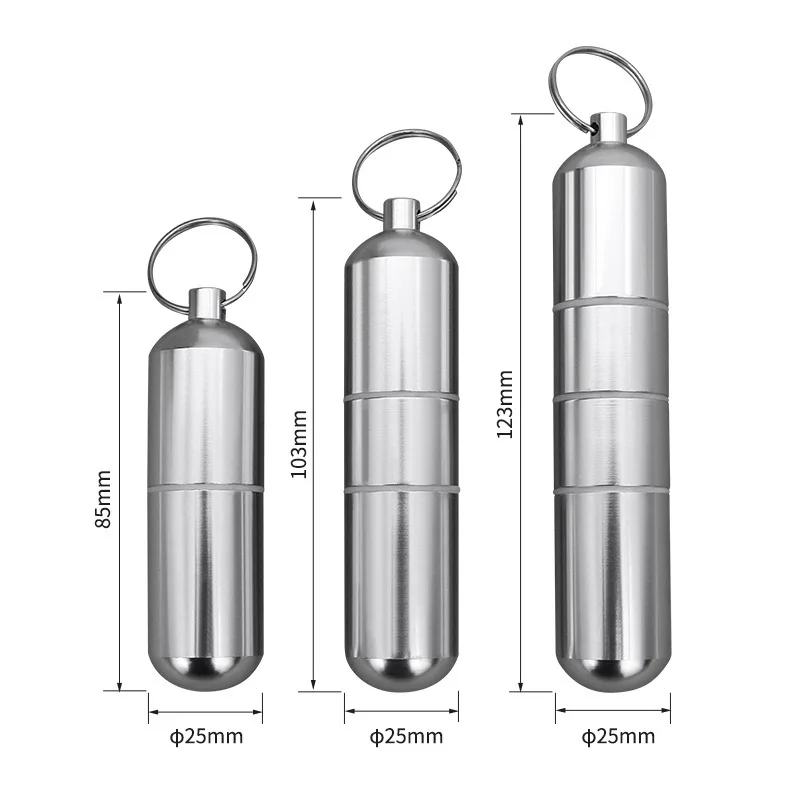 Pocket Sized Storage Containers 3-Pack Waterproof Metal Storage Tubes - Airtight Aluminum Containers With Keychain For Travel Cigar Tubes