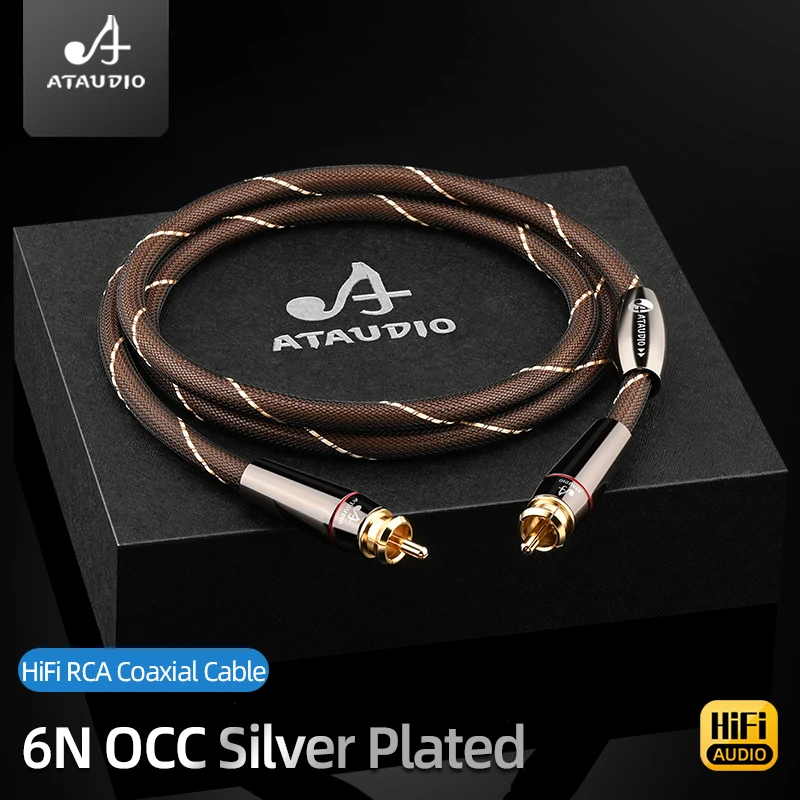 Premium Silver Plated RCA HiFi Audio Cable for Speakers and Subwoofers