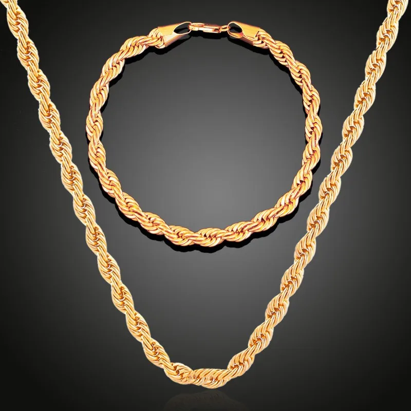 Jewelry Sets 2pcs Twist Chain Necklace Plus Bracelet