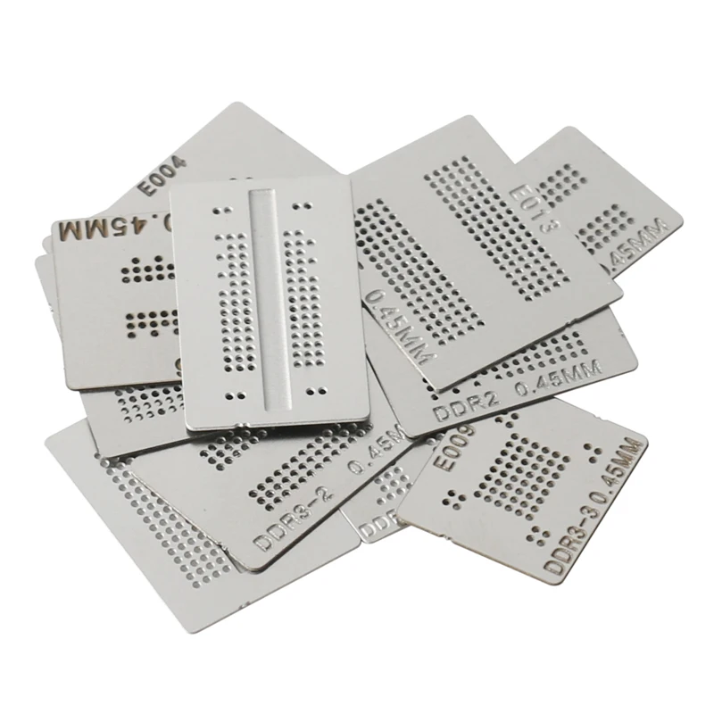 

12pcs Memory BGA Stencil Reballing Electronic Welding Tool Kit For RAM DDR1 DDR2 DDR2-2 DDR2-3 DDR2-4 DDR3 DDR3-4 DDR3-6 DDR5