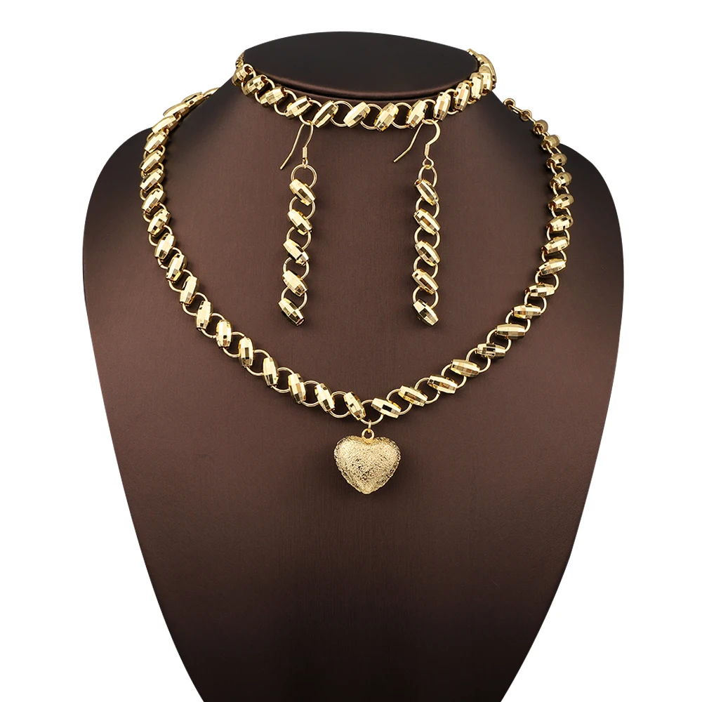 

French Love Shaped Pendant Necklace Charm Earrings Jewelry Set Women's Clothing Fashion Accessories Anniversary Party Gift