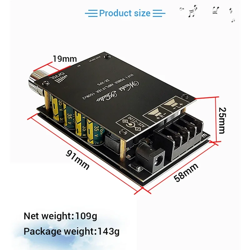 2*100W TDA7498E 오디오 전력 증폭기 Bluetooth 호환 5.0 스테레오 HiFi 클래스 D 디지털 홈 시어터 AUX 음악 앰프