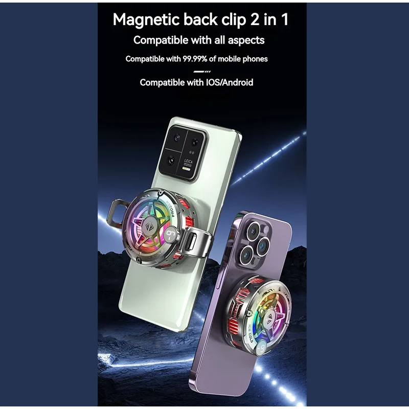 Magnetic Phone Cooler With Digital Display Back Clip Semiconductor Ice Cooling Quiet Fan For Phone And Tablet Heat Dissipation
