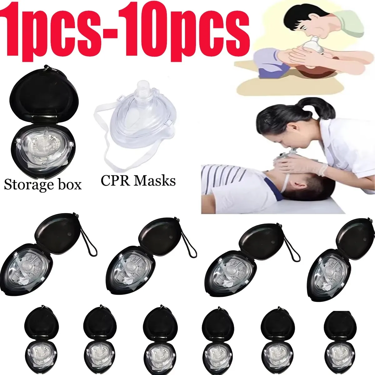 First Aid Mask 1pcs Professional CPR Breathing Mask Protect Rescuers Artificial Respiration Reuseable One way Valve