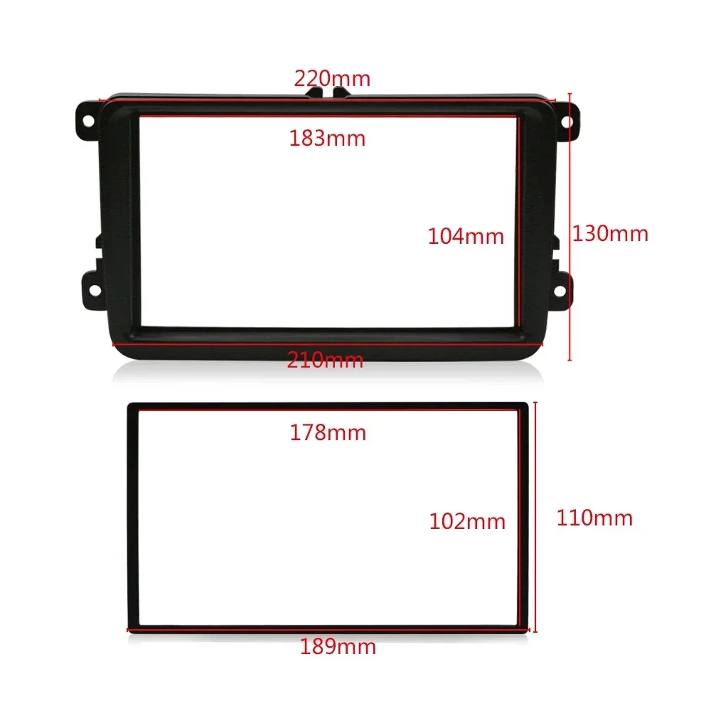 폭스 바겐 스테레오 패널 대시 마운트 설치를위한 2 din Car Radio Fascia Skoda Fabia Octavia Touran Caddy 용 Double Din 프레임