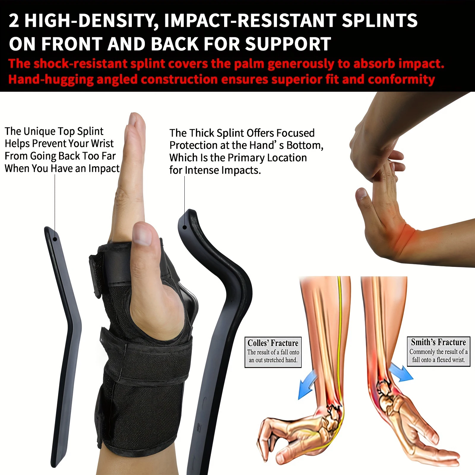 1 Pair Protective Wrist Guards For Skateboarding Snowboarding And Rollerblading Soft Foam Padding 2 Splints And 3 Straps wrist guard wrist support wrist support band