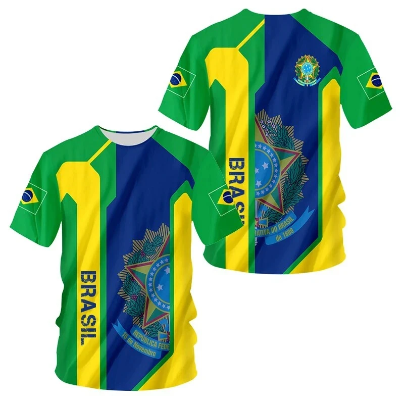 Brazil National Emblem T-shirt-Brazil National Emblem 3D Print Short Sleeve T-shirt Unisex