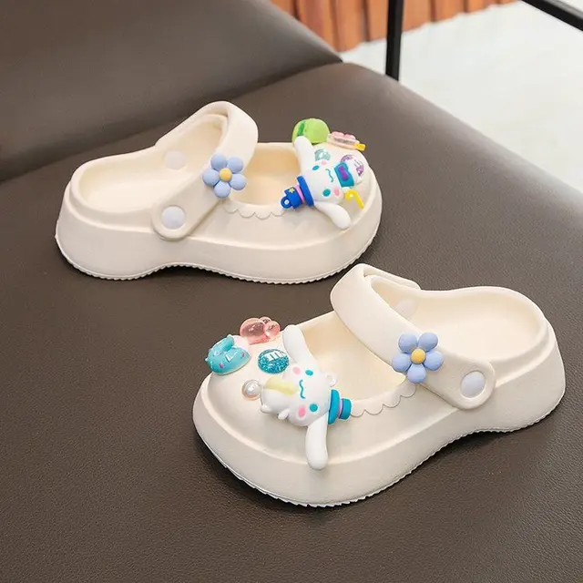 Kawaii Sanrio Kids Sandals Anime Cute Cinnamoroll Children's Baby EVA Soft Soled Outdoor Beach Baotou Shoes Anti-slip Slippers