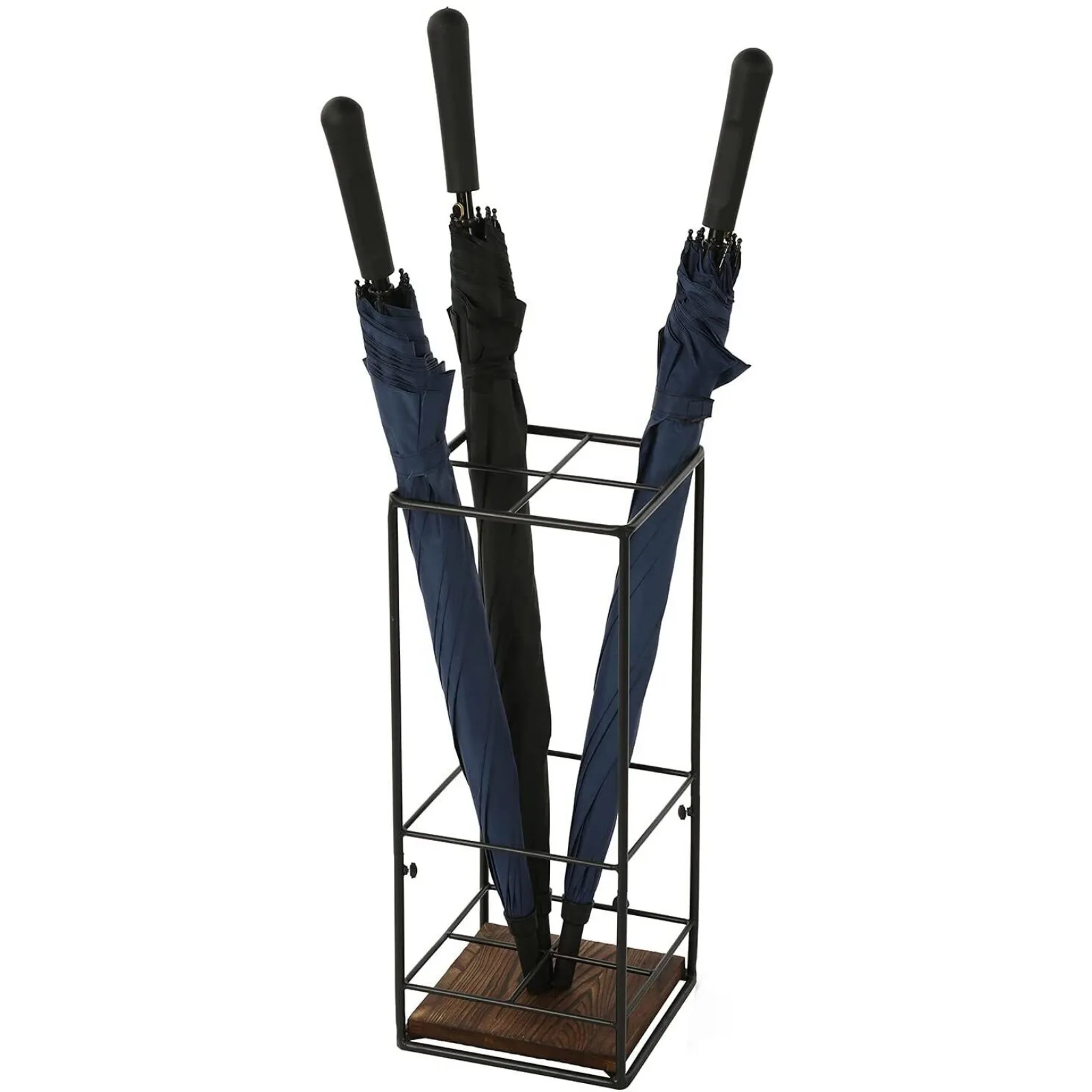 Black Metal and Wood Freestanding Large Umbrella Holder Stand Storage Rack United States