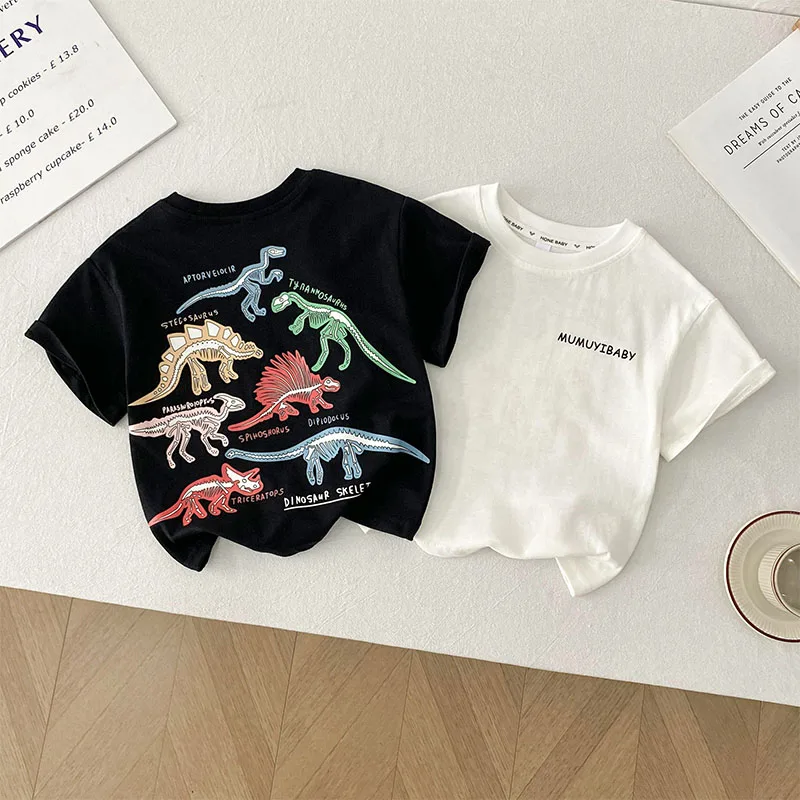 

Baby Boys Tees 100% Cotton Luminous Dinosaurs Print Casual T-Shirt Kids Shorts Summer New Halloween Costume Boy Clothes for 2-7T