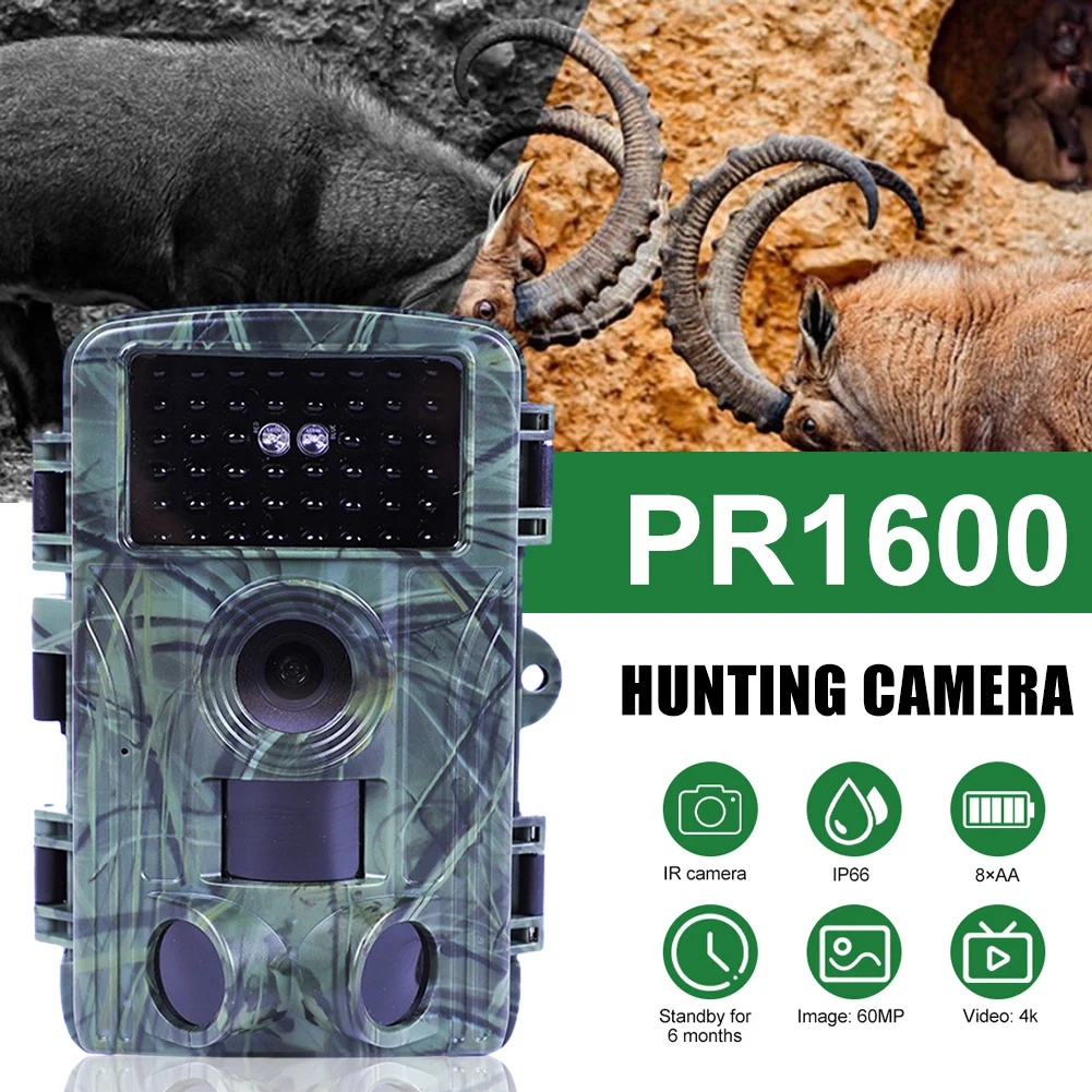 

Outdoor WiFi Hunting Trail Camera 60MP 4K Infrared Night Vision Motion Activated Security Cam Waterproof Wildlife Photo Traps