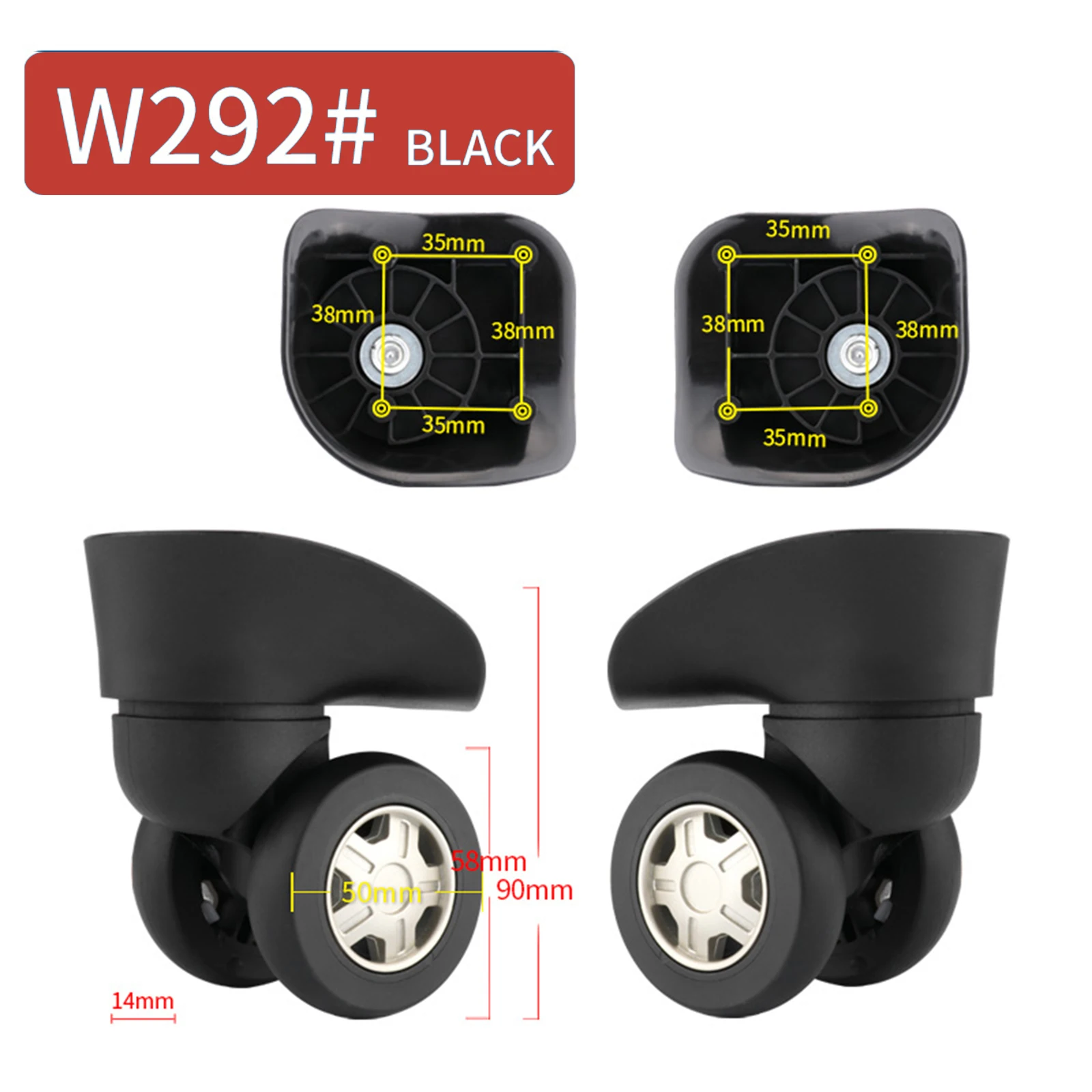 Replacement Luggage Wheel Repair Suitcase Bag Parts Spinner Wheels Casters  for Travel Customs Box W044 (Pair)