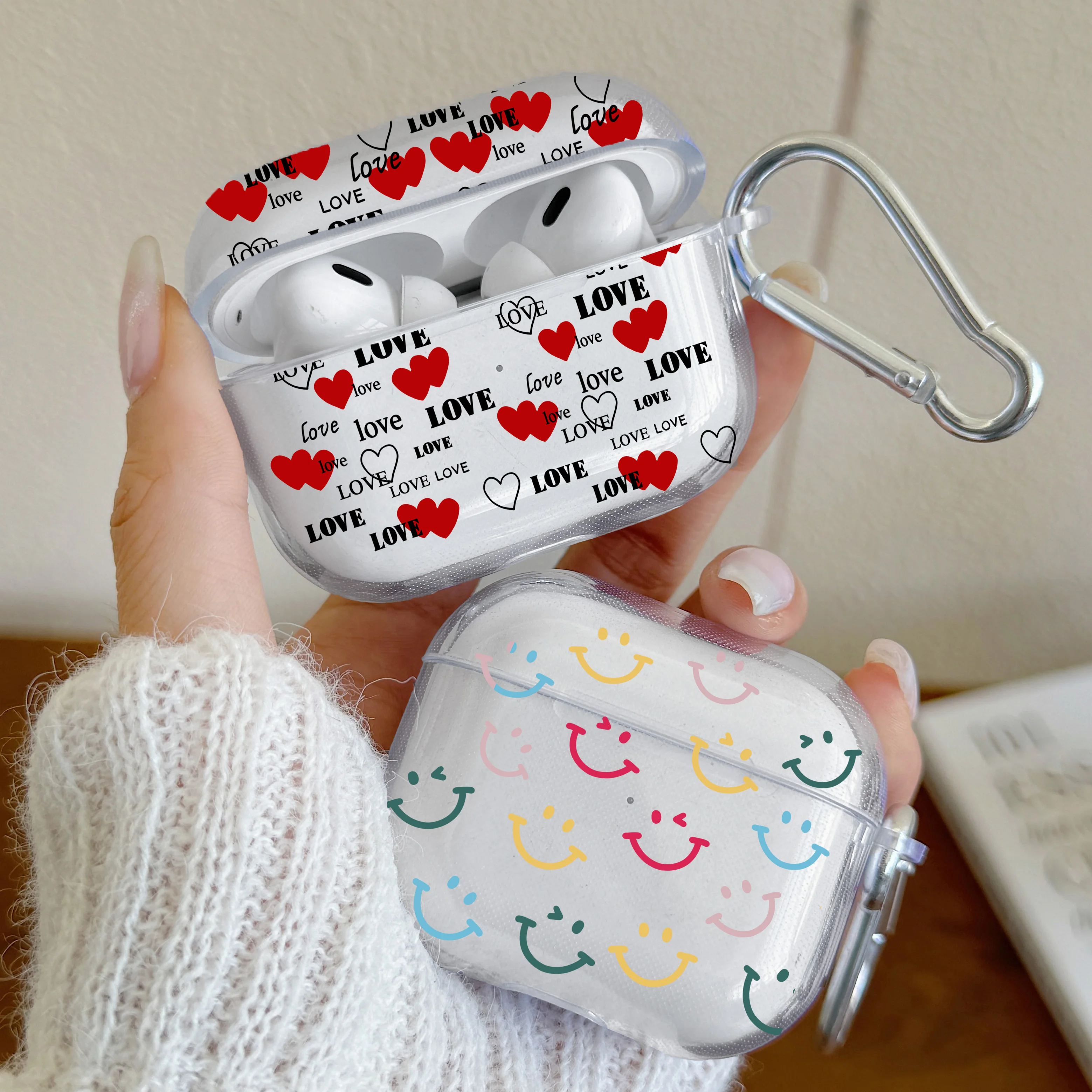 Clear Silicone AirPods Case with Keychain Protector Cover