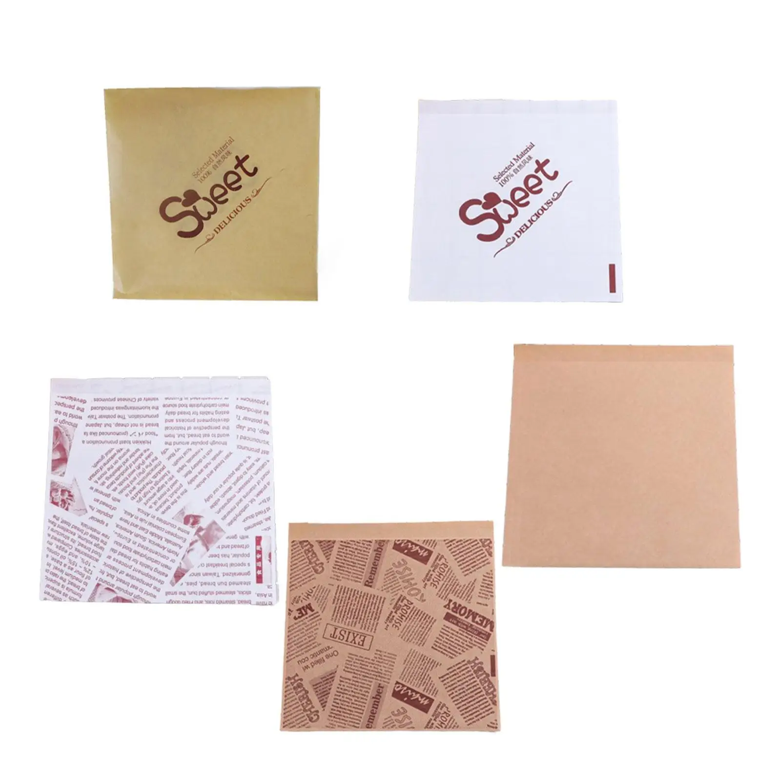 음식 포장용 핫도그 래퍼 쿠키 백, 버거 샌드위치 백, 빵 스낵 테이크 아웃 베이커리 레스토랑, 15cm x 15cm, 100x