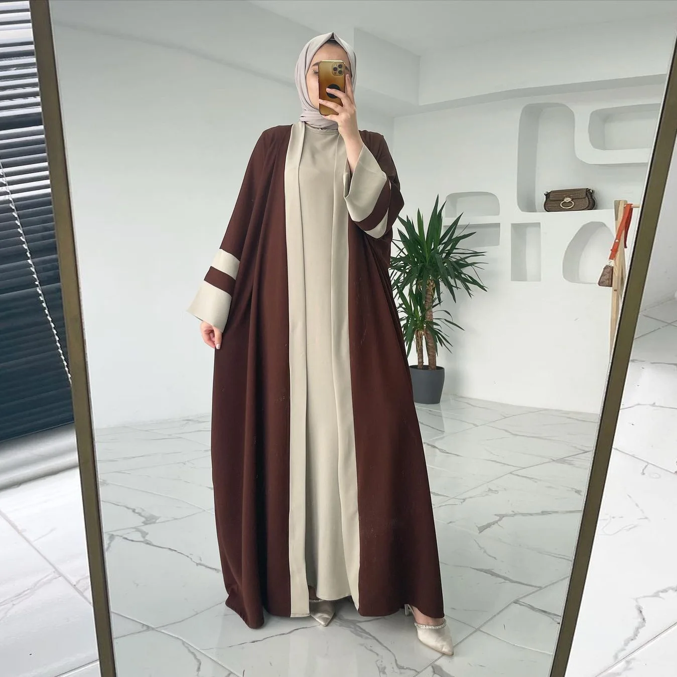 

Middle East Cardigan Robe Clothing Dubai Cross-Border Women's Clothing Muslim Long Dress Abaya Two-Piece Set