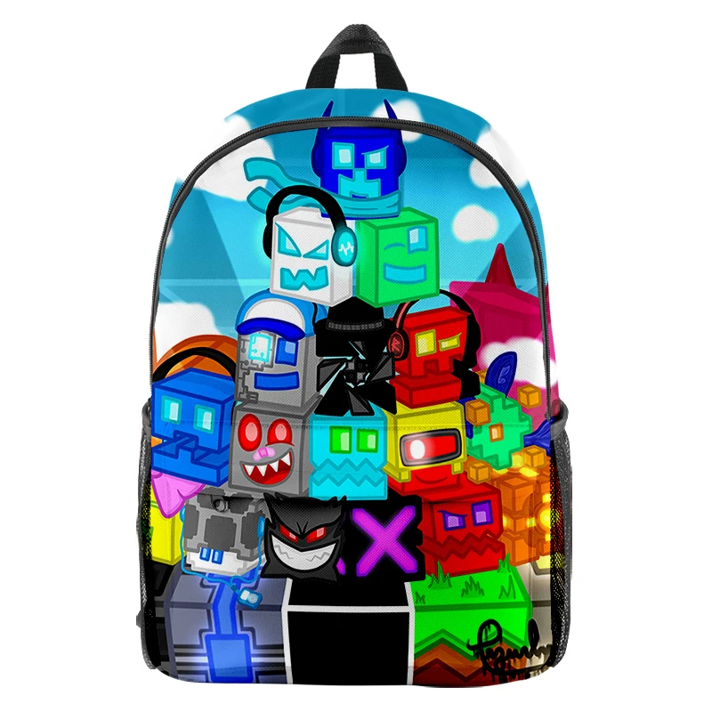 Sac à dos 3D Angry Geometry Game Dash pour enfants, cartable en toile pour ordinateur portable, cartable pour garçons et filles, cartable pour étudiants