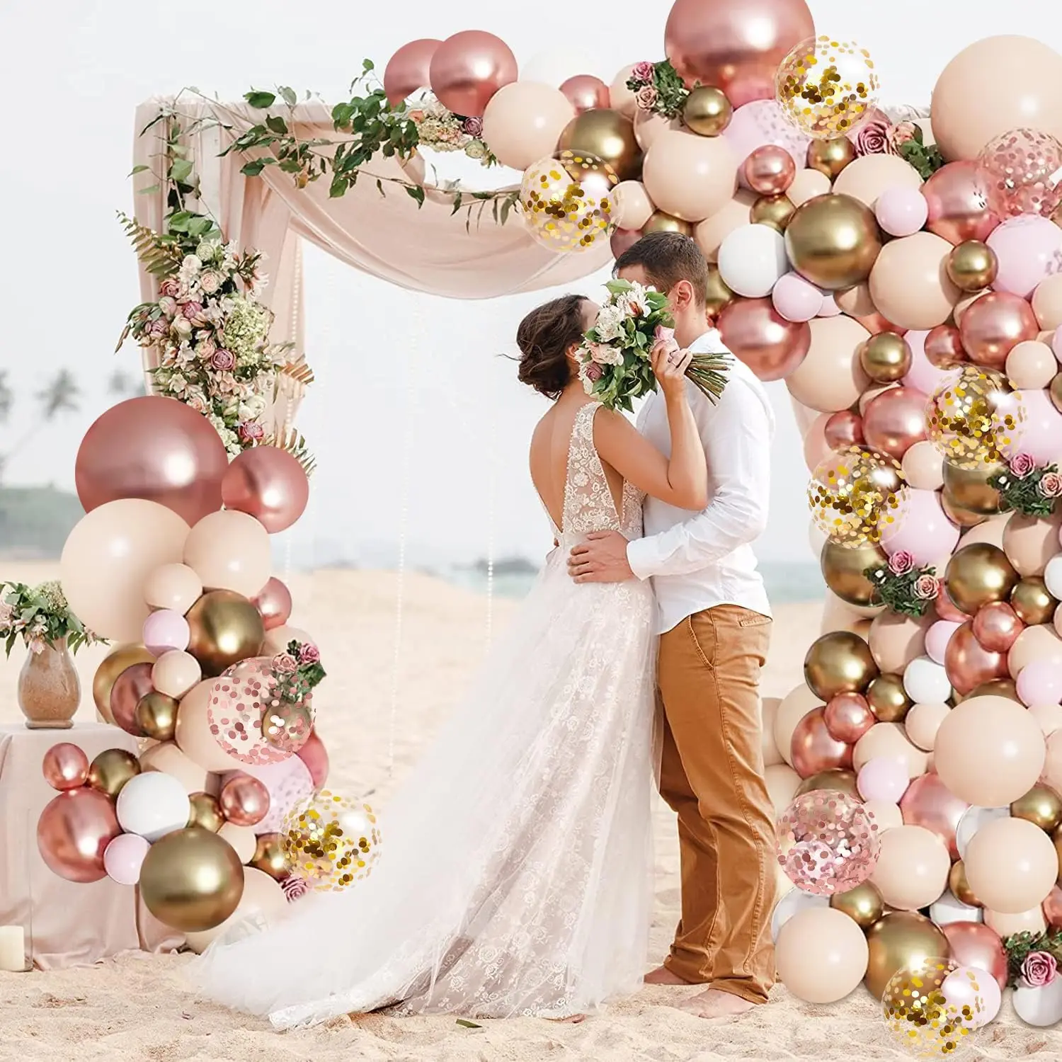Rose Gold Balloon Garland Kit Confetti Balloons for Wedding Bridal Shower Princess Party Girl Birthday Baby Shower Decorations