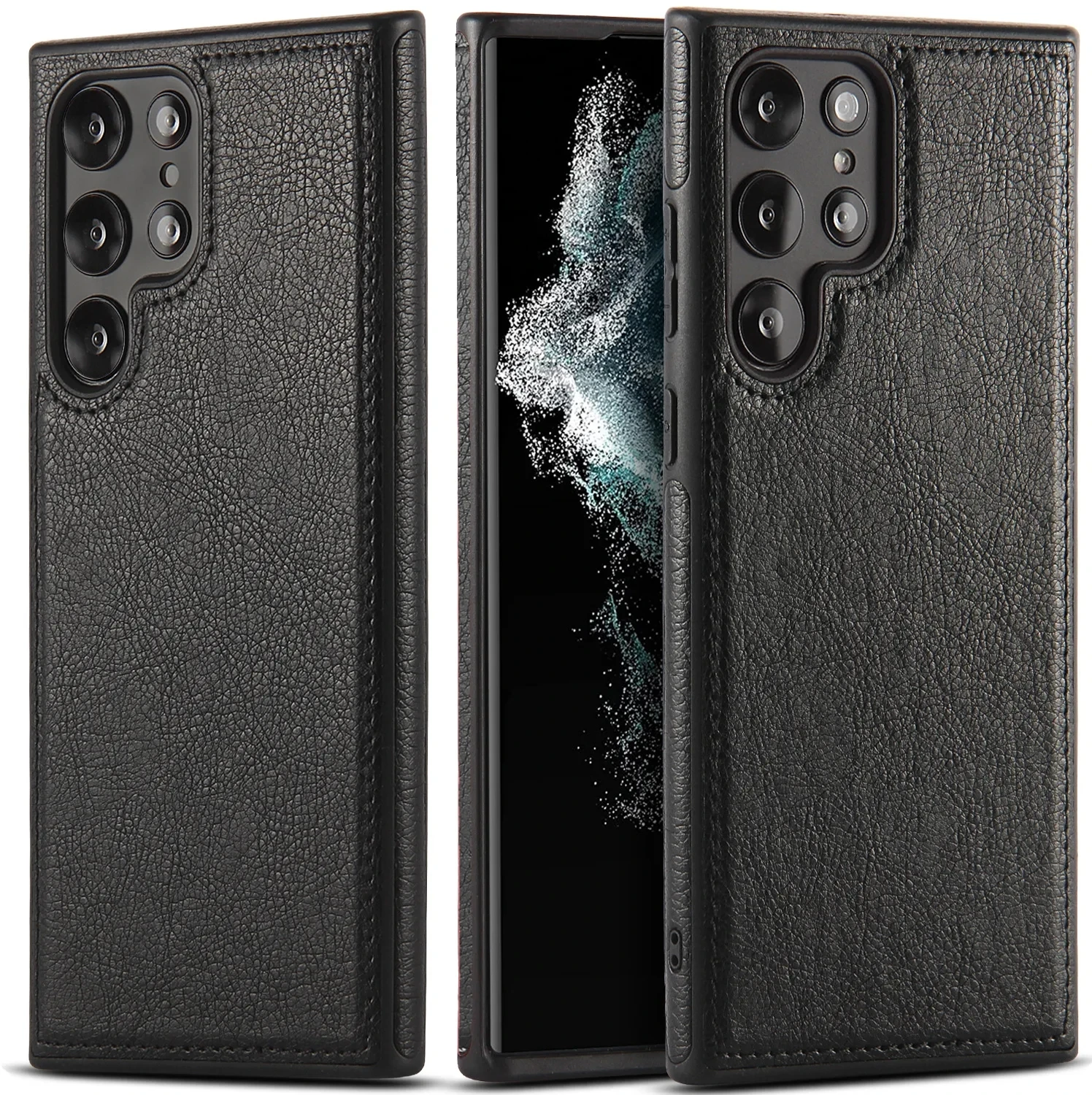 Luxury Business PU Leather Texture Shockproof Back Cover in Soft Bumper Design