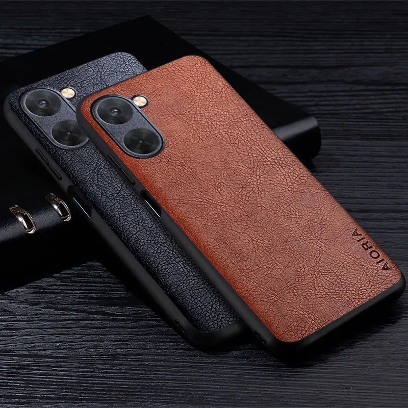 Luxurious Retro Leather Case - Premium Litchi Pattern Business Style Back Cover